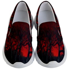 Dark Forest Jungle Plant Black Red Tree Kids Lightweight Slip Ons by uniart180623