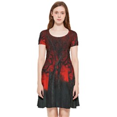 Dark Forest Jungle Plant Black Red Tree Inside Out Cap Sleeve Dress by uniart180623