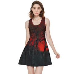 Dark Forest Jungle Plant Black Red Tree Inside Out Reversible Sleeveless Dress by uniart180623