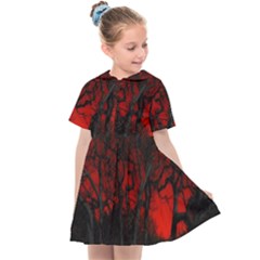 Dark Forest Jungle Plant Black Red Tree Kids  Sailor Dress by uniart180623