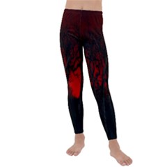 Dark Forest Jungle Plant Black Red Tree Kids  Lightweight Velour Leggings by uniart180623