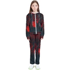 Dark Forest Jungle Plant Black Red Tree Kids  Tracksuit by uniart180623