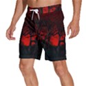 Dark Forest Jungle Plant Black Red Tree Men s Beach Shorts View2