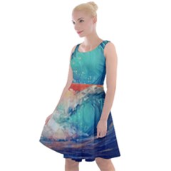 Artistic Wave Sea Knee Length Skater Dress by uniart180623