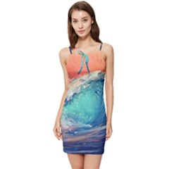 Artistic Wave Sea Summer Tie Front Dress by uniart180623