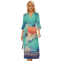 Artistic Wave Sea Midsummer Wrap Dress by uniart180623