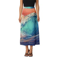 Artistic Wave Sea Classic Midi Chiffon Skirt