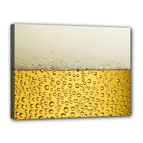 Texture Pattern Macro Glass Of Beer Foam White Yellow Art Canvas 16  X 12  (stretched) by uniart180623