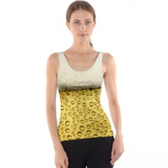 Texture Pattern Macro Glass Of Beer Foam White Yellow Art Women s Basic Tank Top by uniart180623