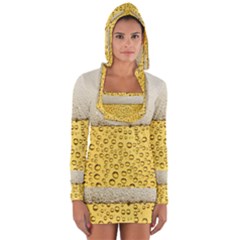 Texture Pattern Macro Glass Of Beer Foam White Yellow Art Long Sleeve Hooded T-shirt by uniart180623