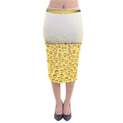 Texture Pattern Macro Glass Of Beer Foam White Yellow Art Velvet Midi Pencil Skirt by uniart180623