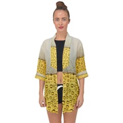 Texture Pattern Macro Glass Of Beer Foam White Yellow Art Open Front Chiffon Kimono