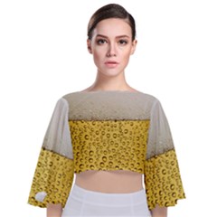 Texture Pattern Macro Glass Of Beer Foam White Yellow Art Tie Back Butterfly Sleeve Chiffon Top by uniart180623