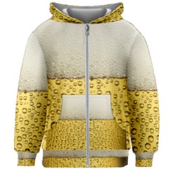 Texture Pattern Macro Glass Of Beer Foam White Yellow Art Kids  Zipper Hoodie Without Drawstring by uniart180623