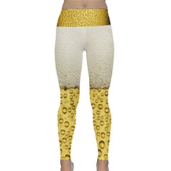 Texture Pattern Macro Glass Of Beer Foam White Yellow Art Lightweight Velour Classic Yoga Leggings by uniart180623