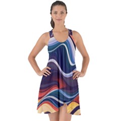 Wave Of Abstract Colors Show Some Back Chiffon Dress by uniart180623