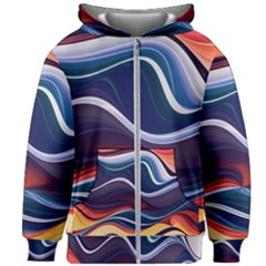 Wave Of Abstract Colors Kids  Zipper Hoodie Without Drawstring by uniart180623