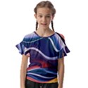 Wave Of Abstract Colors Kids  Cut Out Flutter Sleeves View1