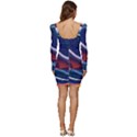 Wave Of Abstract Colors Women Long Sleeve Ruched Stretch Jersey Dress View4