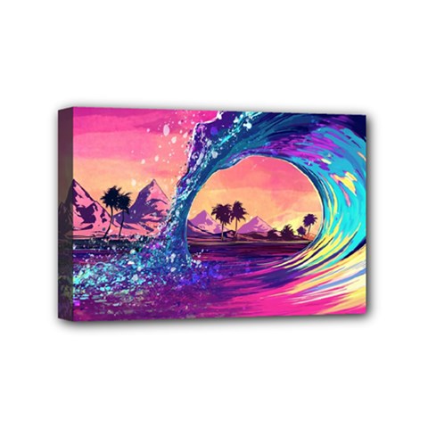 Retro Wave Ocean Mini Canvas 6  x 4  (Stretched)