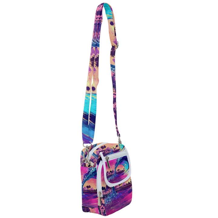 Retro Wave Ocean Shoulder Strap Belt Bag