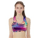 Retro Wave Ocean Sports Bra with Border View1