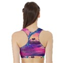 Retro Wave Ocean Sports Bra with Border View2