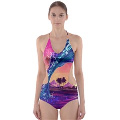 Retro Wave Ocean Cut-Out One Piece Swimsuit