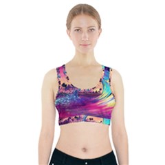 Retro Wave Ocean Sports Bra With Pocket by uniart180623