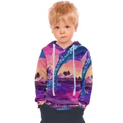 Retro Wave Ocean Kids  Overhead Hoodie