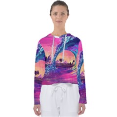 Retro Wave Ocean Women s Slouchy Sweat