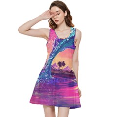 Retro Wave Ocean Inside Out Racerback Dress by uniart180623