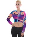 Retro Wave Ocean Long Sleeve Cropped Velvet Jacket View1