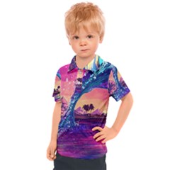 Retro Wave Ocean Kids  Polo Tee