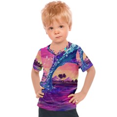 Retro Wave Ocean Kids  Sports Tee