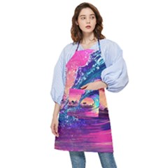 Retro Wave Ocean Pocket Apron by uniart180623