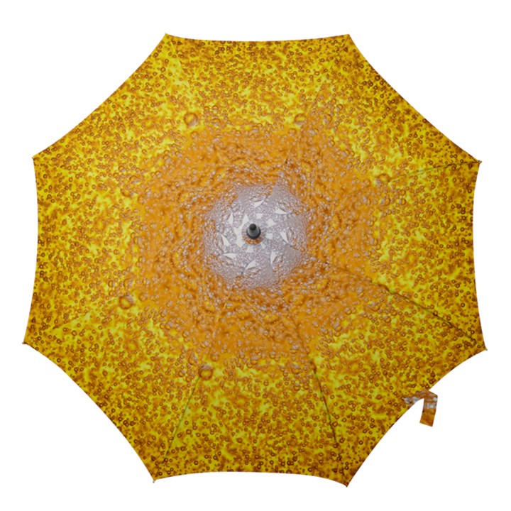 Texture Pattern Macro Glass Of Beer Foam White Yellow Bubble Hook Handle Umbrellas (Large)