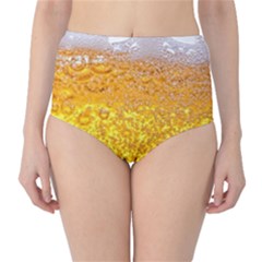 Texture Pattern Macro Glass Of Beer Foam White Yellow Bubble Classic High-waist Bikini Bottoms by uniart180623