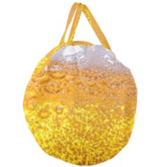 Texture Pattern Macro Glass Of Beer Foam White Yellow Bubble Giant Round Zipper Tote by uniart180623