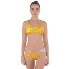 Texture Pattern Macro Glass Of Beer Foam White Yellow Bubble Criss Cross Bikini Set by uniart180623