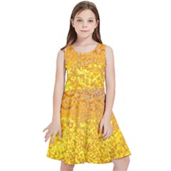 Texture Pattern Macro Glass Of Beer Foam White Yellow Bubble Kids  Skater Dress by uniart180623