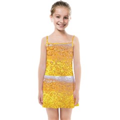 Texture Pattern Macro Glass Of Beer Foam White Yellow Bubble Kids  Summer Sun Dress by uniart180623