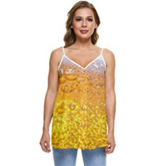 Texture Pattern Macro Glass Of Beer Foam White Yellow Bubble Casual Spaghetti Strap Chiffon Top by uniart180623