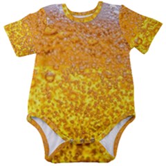 Texture Pattern Macro Glass Of Beer Foam White Yellow Bubble Baby Short Sleeve Bodysuit by uniart180623