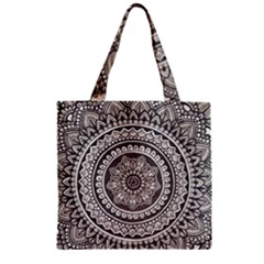 Mandala Circles Drawing Pattern Zipper Grocery Tote Bag by uniart180623