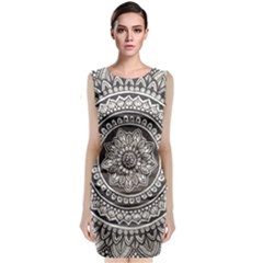 Mandala Circles Drawing Pattern Classic Sleeveless Midi Dress by uniart180623