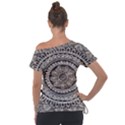 Mandala Circles Drawing Pattern Off Shoulder Tie-Up Tee View2