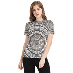 Mandala Circles Drawing Pattern Women s Short Sleeve Rash Guard by uniart180623