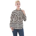 Mandala Circles Drawing Pattern Women s Long Sleeve Pocket Shirt View1