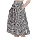 Mandala Circles Drawing Pattern A-Line Full Circle Midi Skirt With Pocket View2